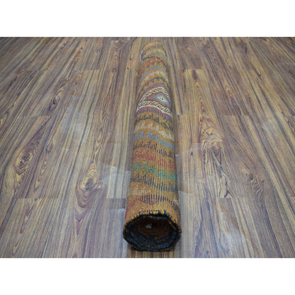 Tribal & Geometric Wool Hand Knotted Rug Multicolored No Border 3.7X6.1 -O053141