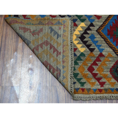 Tribal & Geometric Wool Hand Knotted Rug Grey No Border 5.8X7.6 -O053149
