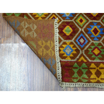 Tribal & Geometric Wool Hand Knotted Rug Multicolored No Border 3.6X5.9 -O053161
