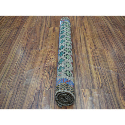 Tribal & Geometric Wool Hand Knotted Rug Grey Blue  3.4X4.9 -O053167