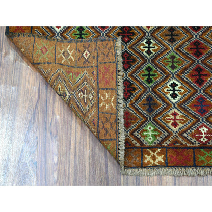 Tribal & Geometric Wool Hand Knotted Rug Multicolored Brown  3.1X4.8 -O053175