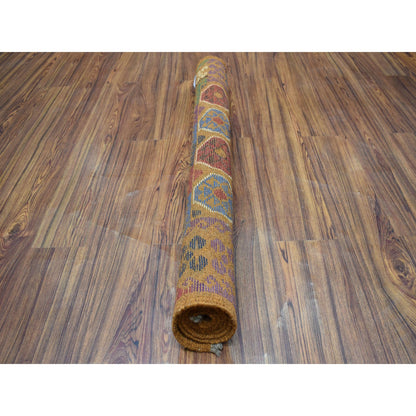 Tribal & Geometric Wool Hand Knotted Rug Multicolored Brown  3.6X4.9 -O053178