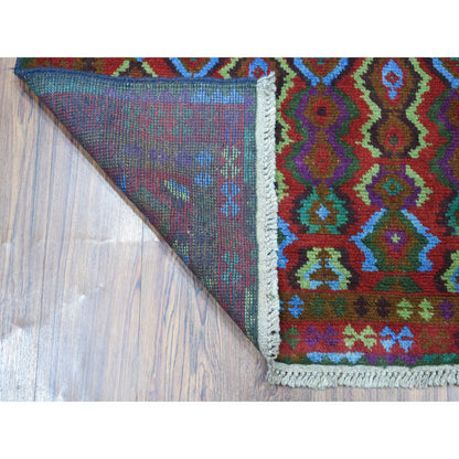 Tribal & Geometric Wool Hand Knotted Rug Purple Red 3.5X4.8 -O053179