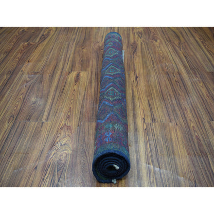 Tribal & Geometric Wool Hand Knotted Rug Purple Red 3.5X4.8 -O053179