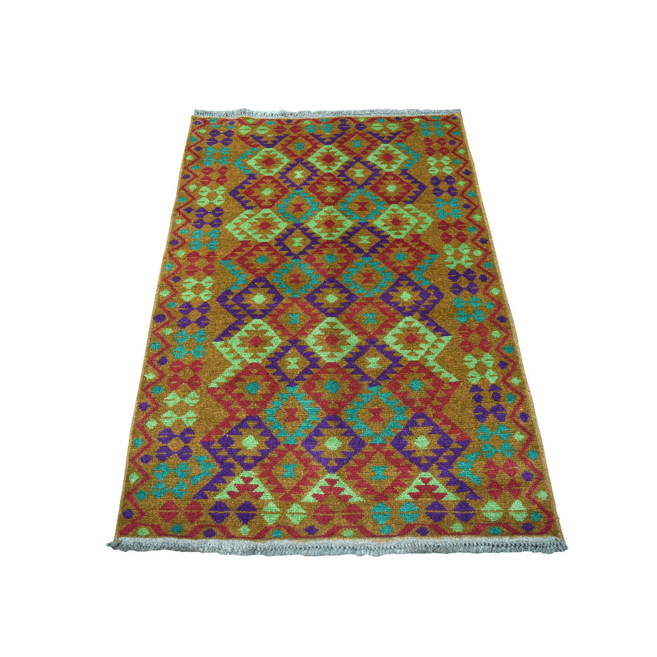 Tribal & Geometric Wool Hand Knotted Rug Multicolored No Border 3.1X4.9 -O053181