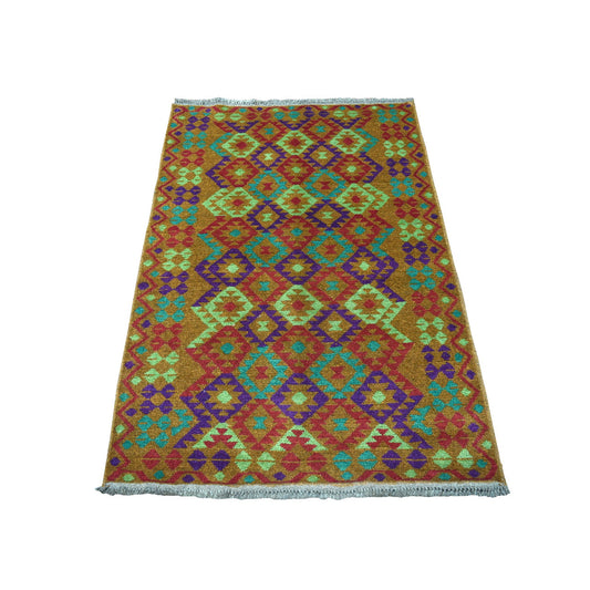 Tribal & Geometric Wool Hand Knotted Rug Multicolored No Border 3.1X4.9 -O053181