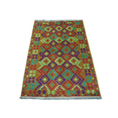 Tribal & Geometric Wool Hand Knotted Rug Multicolored No Border 3.1X4.9 -O053181