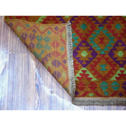 Tribal & Geometric Wool Hand Knotted Rug Multicolored No Border 3.1X4.9 -O053181