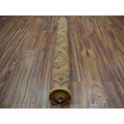 Tribal & Geometric Wool Hand Knotted Rug Multicolored No Border 4.0X5.10 -O053182