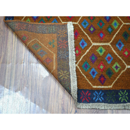 Tribal & Geometric Wool Hand Knotted Rug Multicolored No Border 4.0X6.0 -O053183