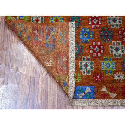 Tribal & Geometric Wool Hand Knotted Rug Multicolored No Border 4.1X5.9 -O053185