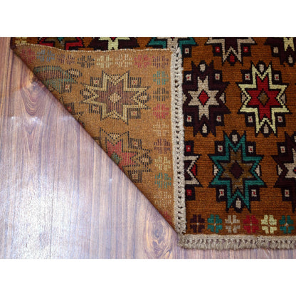 Tribal & Geometric Wool Hand Knotted Rug Multicolored No Border 4.1X6.1 -O053186