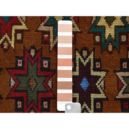 Tribal & Geometric Wool Hand Knotted Rug Multicolored No Border 4.1X6.1 -O053186