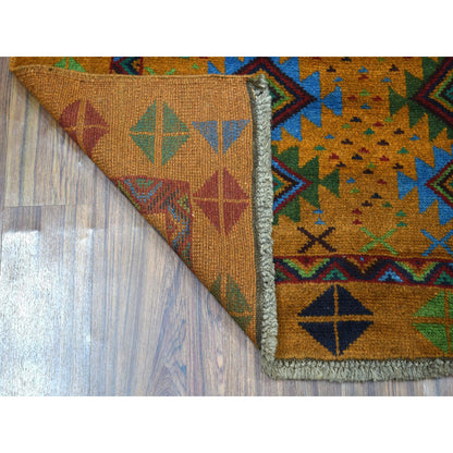 Tribal & Geometric Wool Hand Knotted Rug Multicolored Brown  4.0X6.1 -O053188