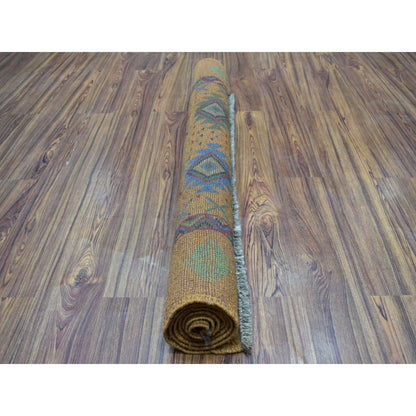 Tribal & Geometric Wool Hand Knotted Rug Multicolored Brown  4.0X6.1 -O053188