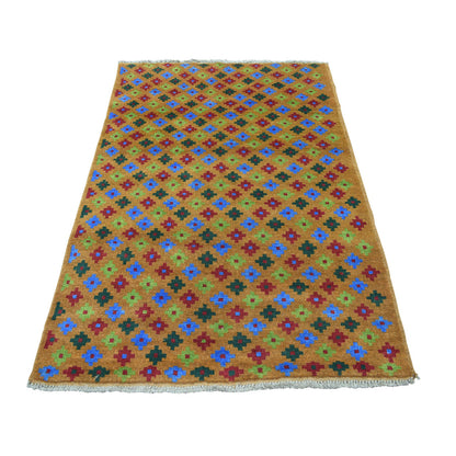 Tribal & Geometric Wool Hand Knotted Rug Multicolored No Border 4.1X6.1 -O053189
