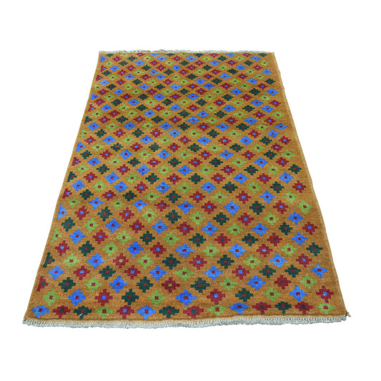 Tribal & Geometric Wool Hand Knotted Rug Multicolored No Border 4.1X6.1 -O053189
