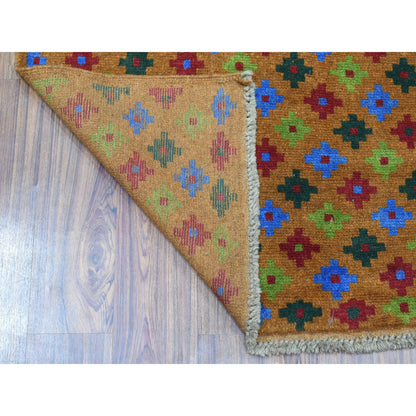 Tribal & Geometric Wool Hand Knotted Rug Multicolored No Border 4.1X6.1 -O053189
