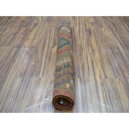 Tribal & Geometric Wool Hand Knotted Rug Multicolored Brown  3.10X6.2 -O053190