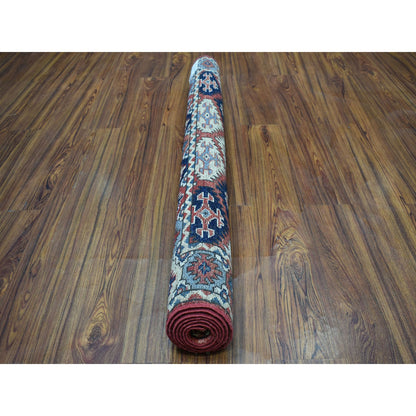 Tribal & Geometric Wool Hand Knotted Rug Red Salsa 4.0X6.0 -O053193