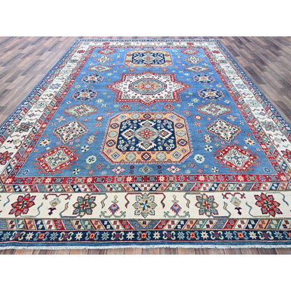 Kazak Wool Hand Knotted Rug Blue 8.11x12.8 -O0531