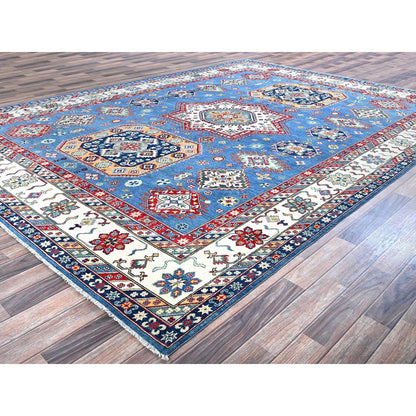 Kazak Wool Hand Knotted Rug Blue 8.11x12.8 -O0531