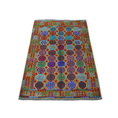 Tribal & Geometric Wool Hand Knotted Rug Orange No Border 3.5X4.7 -O053272