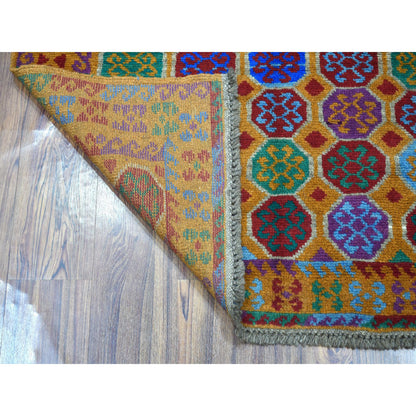 Tribal & Geometric Wool Hand Knotted Rug Orange No Border 3.5X4.7 -O053272