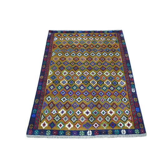 Tribal & Geometric Wool Hand Knotted Rug Multicolored No Border 3.3X4.8 -O053273