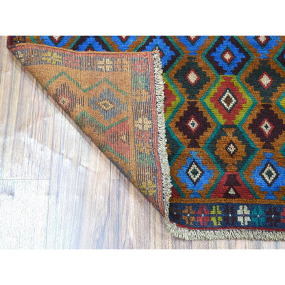Tribal & Geometric Wool Hand Knotted Rug Multicolored No Border 3.5X4.5 -O053274