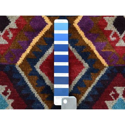 Tribal & Geometric Wool Hand Knotted Rug Blue No Border 3.8X5.7 -O053276