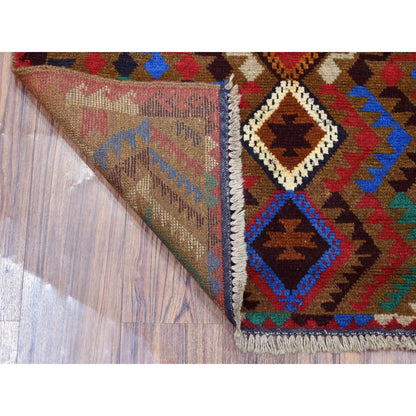 Tribal & Geometric Wool Hand Knotted Rug Multicolored No Border 3.0X4.6 -O053280