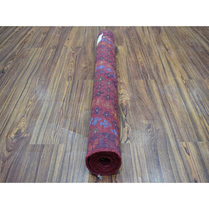 Tribal & Geometric Wool Hand Knotted Rug Red No Border 3.5X5.0 -O053283