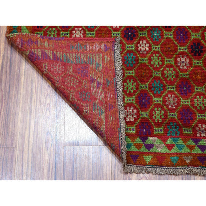 Tribal & Geometric Wool Hand Knotted Rug Orange No Border 3.0X4.8 -O053288