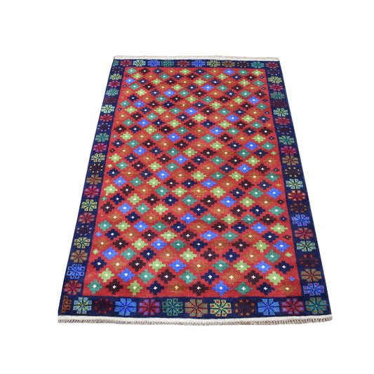 Tribal & Geometric Wool Hand Knotted Rug Red No Border 3.3X4.9 -O053289