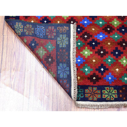 Tribal & Geometric Wool Hand Knotted Rug Red No Border 3.3X4.9 -O053289