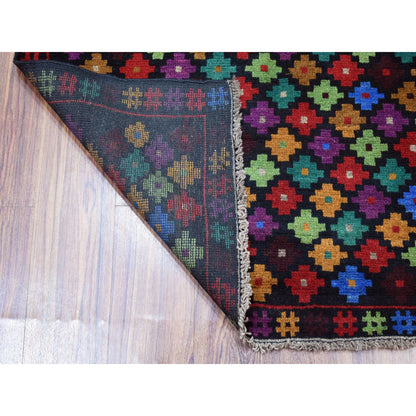 Tribal & Geometric Wool Hand Knotted Rug Black No Border 3.5X5.0 -O053291