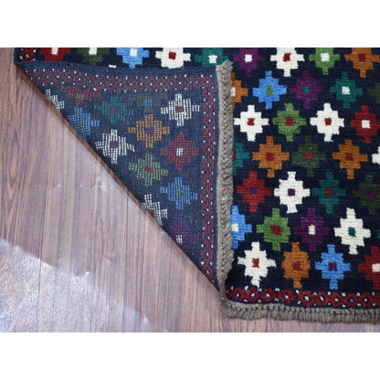 Tribal & Geometric Wool Hand Knotted Rug Blue No Border 3.4X4.8 -O053296