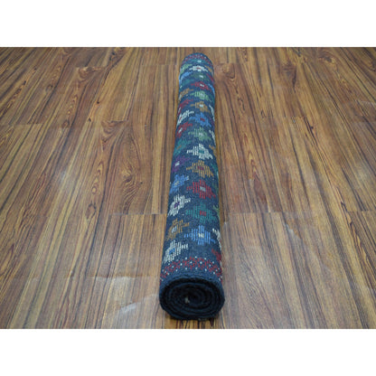 Tribal & Geometric Wool Hand Knotted Rug Blue No Border 3.4X4.8 -O053296