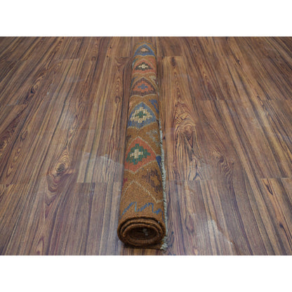Tribal & Geometric Wool Hand Knotted Rug Multicolored No Border 3.5X4.10 -O053301