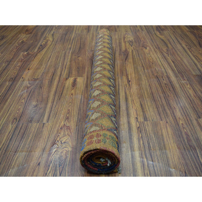 Tribal & Geometric Wool Hand Knotted Rug Multicolored No Border 4.3X6.1 -O053302
