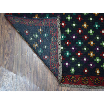 Tribal & Geometric Wool Hand Knotted Rug Blue No Border 4.3X6.0 -O053305