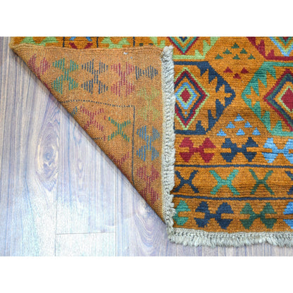 Tribal & Geometric Wool Hand Knotted Rug Orange No Border 4.3X6.0 -O053317