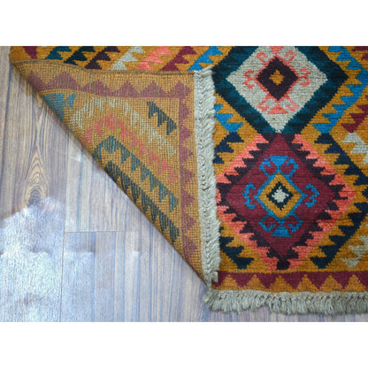 Tribal & Geometric Wool Hand Knotted Rug Orange No Border 3.9X6.3 -O053318