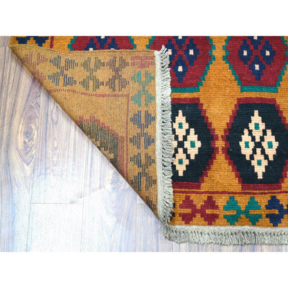 Tribal & Geometric Wool Hand Knotted Rug Orange No Border 6.0X7.10 -O053331