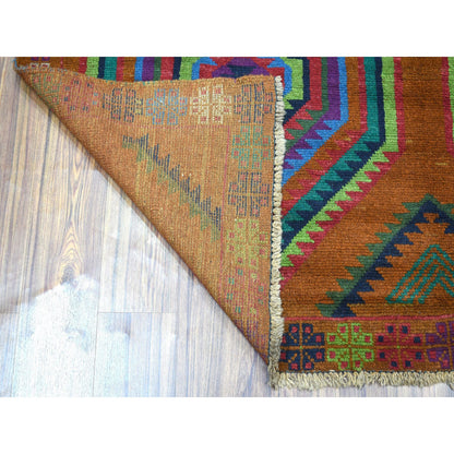 Tribal & Geometric Wool Hand Knotted Rug Multicolored No Border 6.0X8.0 -O053333