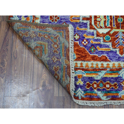 Tribal & Geometric Wool Hand Knotted Rug Red Purple 4.10X6.6 -O053334