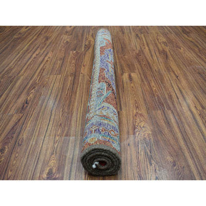 Tribal & Geometric Wool Hand Knotted Rug Red Purple 4.10X6.6 -O053334
