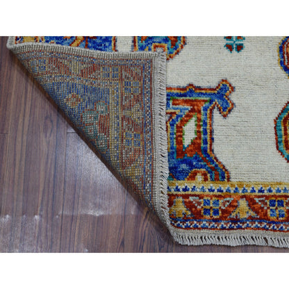 Tribal & Geometric Wool Hand Knotted Rug Ivory Red 5.0X6.7 -O053337