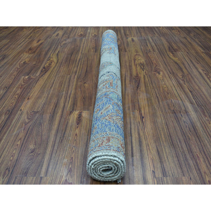 Tribal & Geometric Wool Hand Knotted Rug Ivory Red 5.0X6.7 -O053337